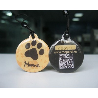 Free Sample ISO 14443 25mm QR code Printed Waterproof NFC Epoxy Tag With Lanyard